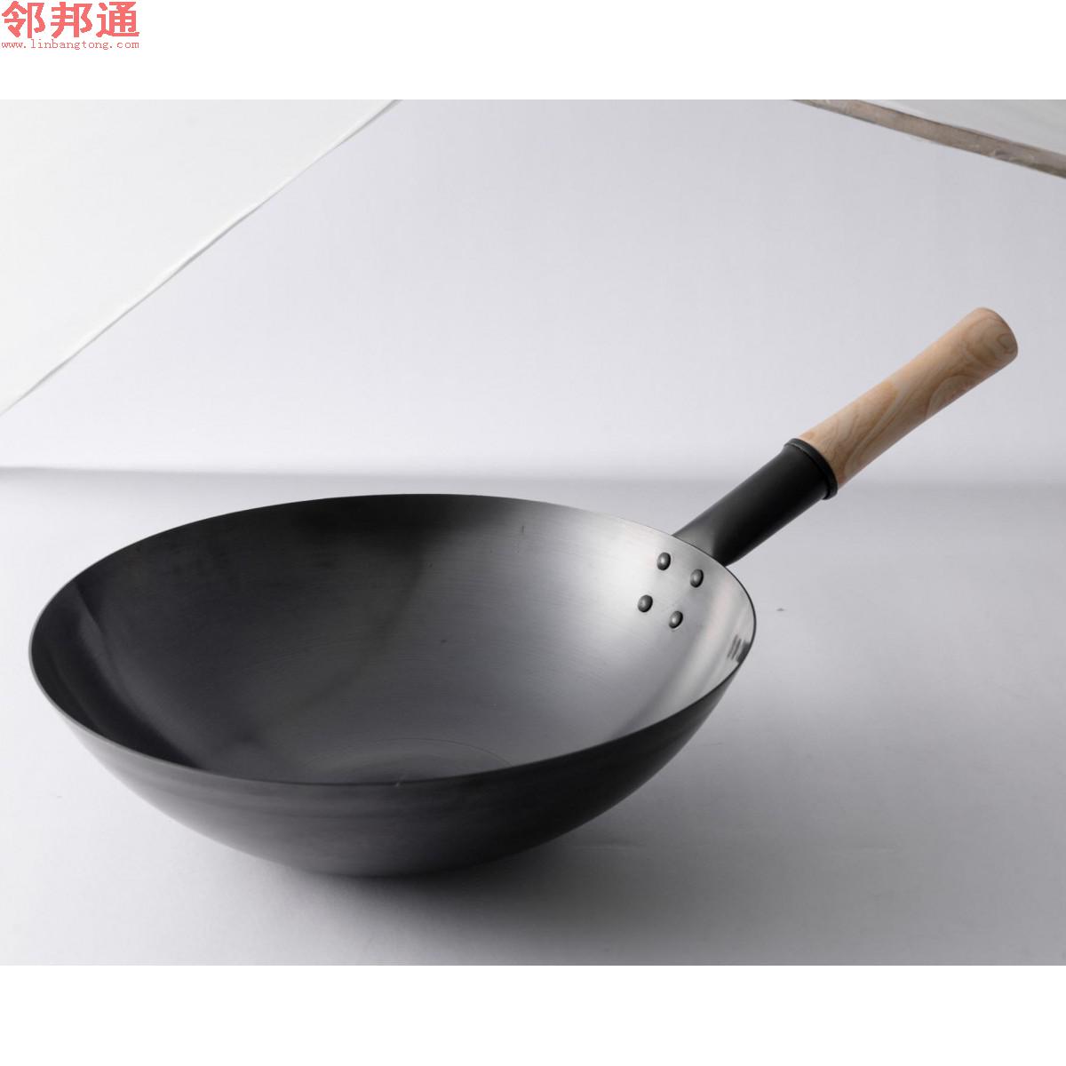 厨王木把（锅耳加0.5元）铁锅尺寸32cm厚度1.5mm重量1.05kg